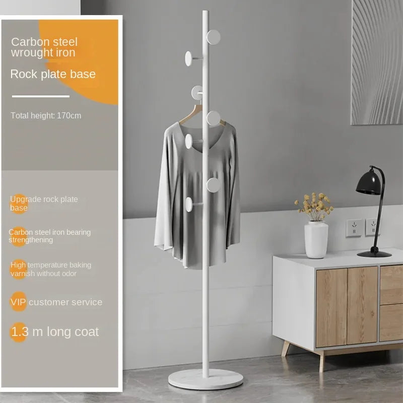Floor To Floor Bedroom Light Luxury Rock Plate Base Metal Hanger, Marble Scarf and Bag Rack for Entering The Home Coat Rack - vue 18 sur 30