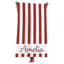 Serviette de plage microfibre rayée personnalisée avec nom