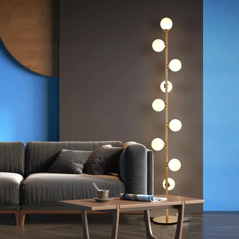 lampadaire moderne en verre doré pour décoration intérieure nordique - vue 2 sur 6