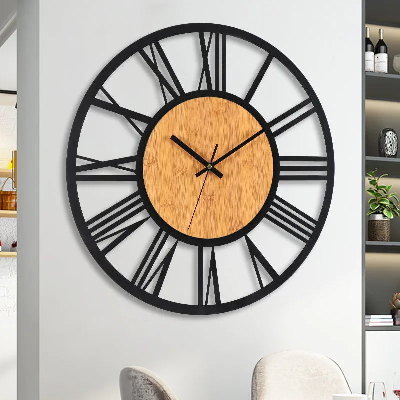 grande horloge murale 3d nordique rétro chiffres romains décorative silencieuse - vue 7 sur 7