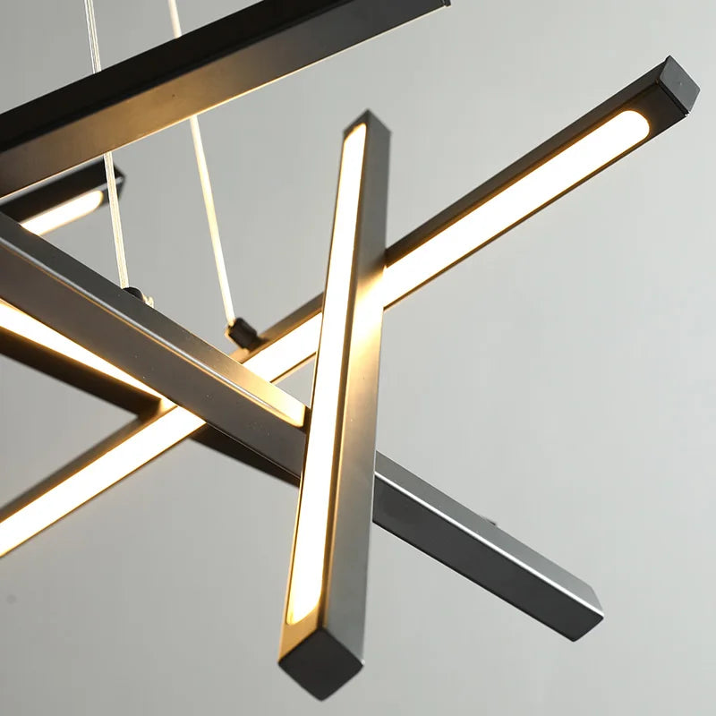 Lustre LED nordique adapté au salon - vue 7 sur 9