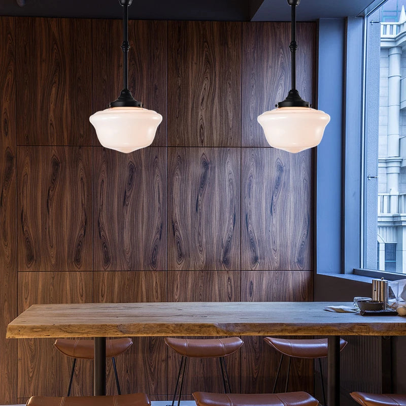 Plafonnier Vintage pour chambre à coucher cuisine salle d'étude lumière en verre noir lampe suspendue industrielle lampes de loft intérieur nordique - vue 7 sur 10