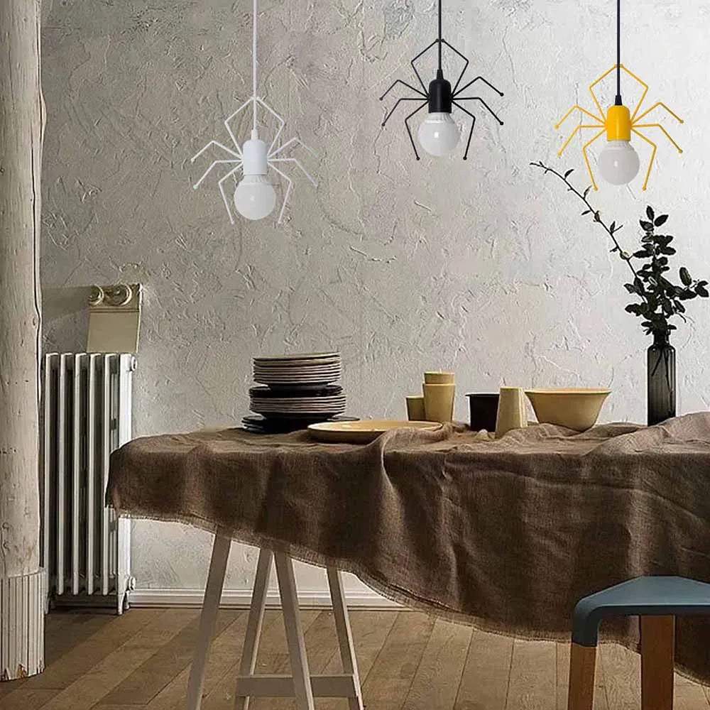 Suspension nordique petit homme araignée lampe suspendue fer balançoire lampes rétro Loft éclairage LED luminaire pour chambre d'enfants café Bar - vue 5 sur 10