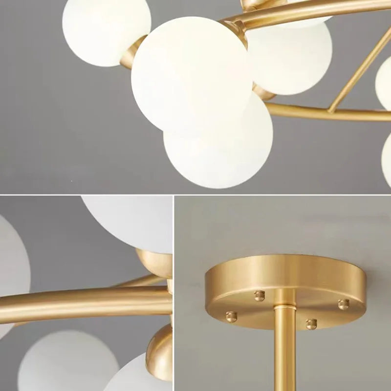 lustre moderne en acrylique et laiton noir doré pour éclairage intérieur - vue 6 sur 12