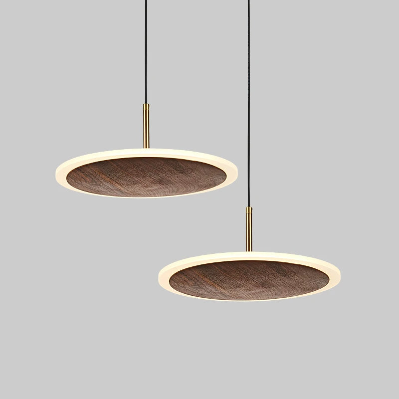 lustre minimaliste en bois massif noyer noir style européen - vue 5 sur 9