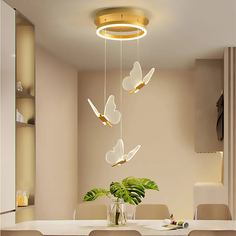 Suspension LED papillon au design nordique 90/220V - vue 5 sur 9