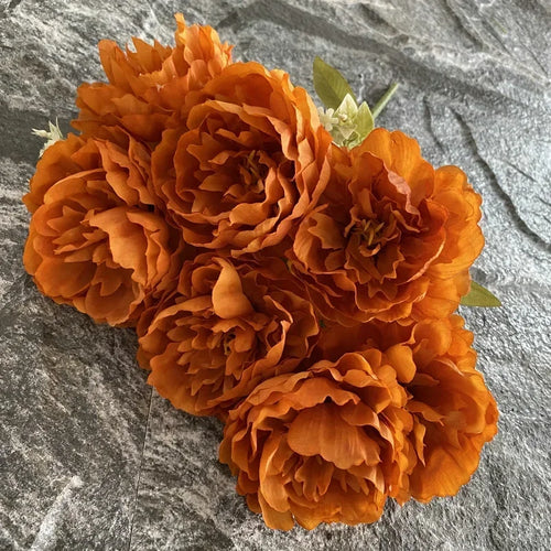 bouquet de sept pivoines en soie pour décoration intérieure et mariage - vue 10 sur 12