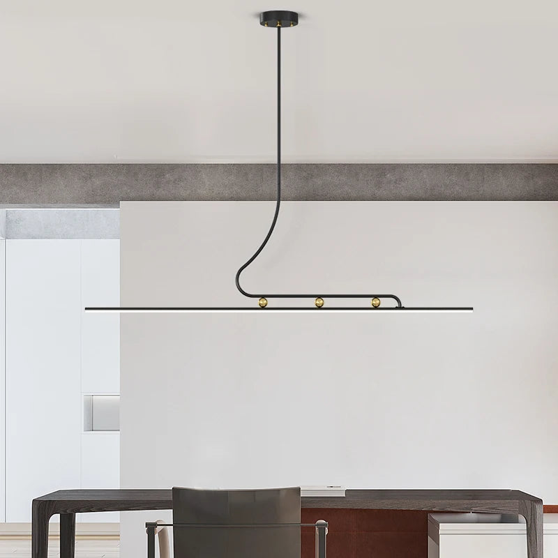 lampes suspendues modernes longue bande éclairage intérieur décoration maison - vue 4 sur 15