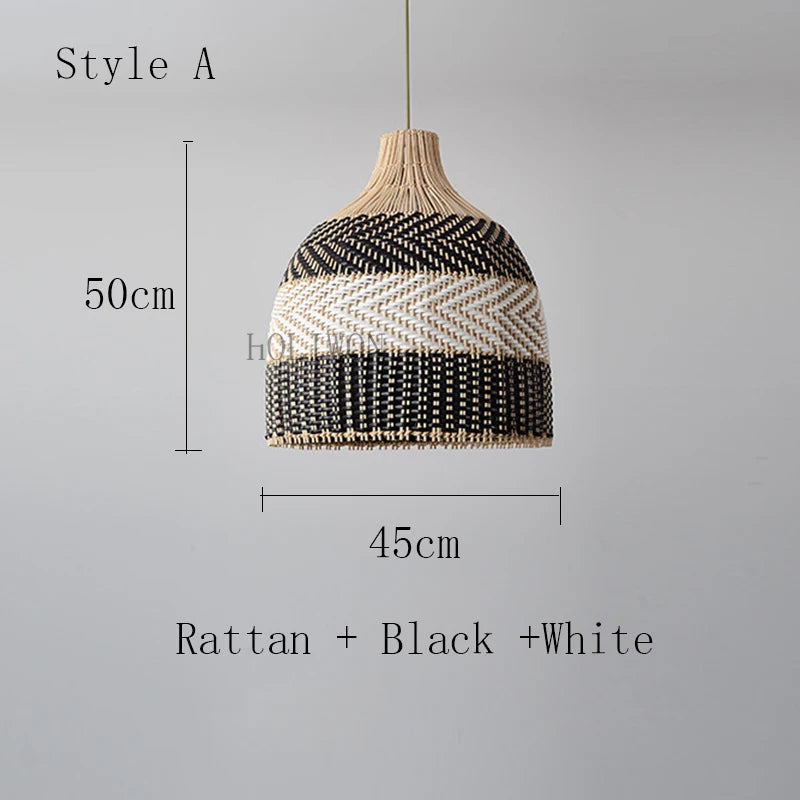 Vintage woven rattan pendant light for retro decor