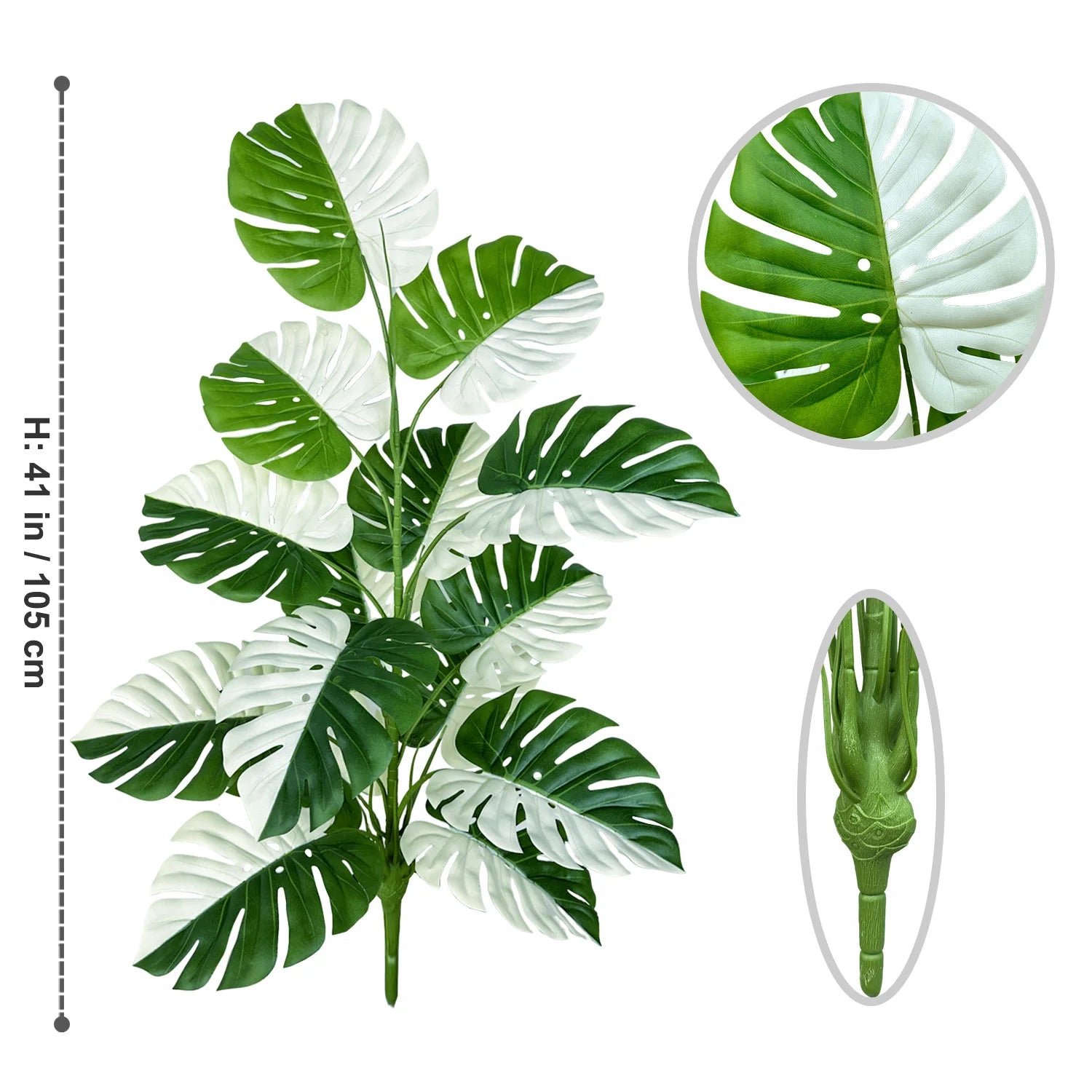 Artificial monstera plant with realistic leaves for indoor decoration - vue 24 sur 29