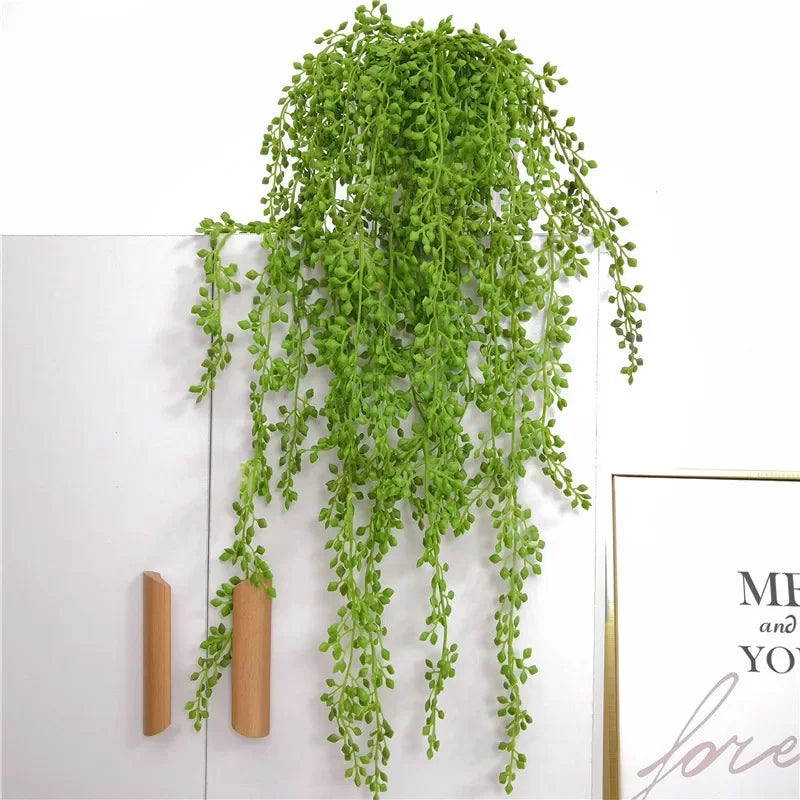 plantes succulentes artificielles décoratives en rotin pour jardin suspendu - vue 4 sur 8