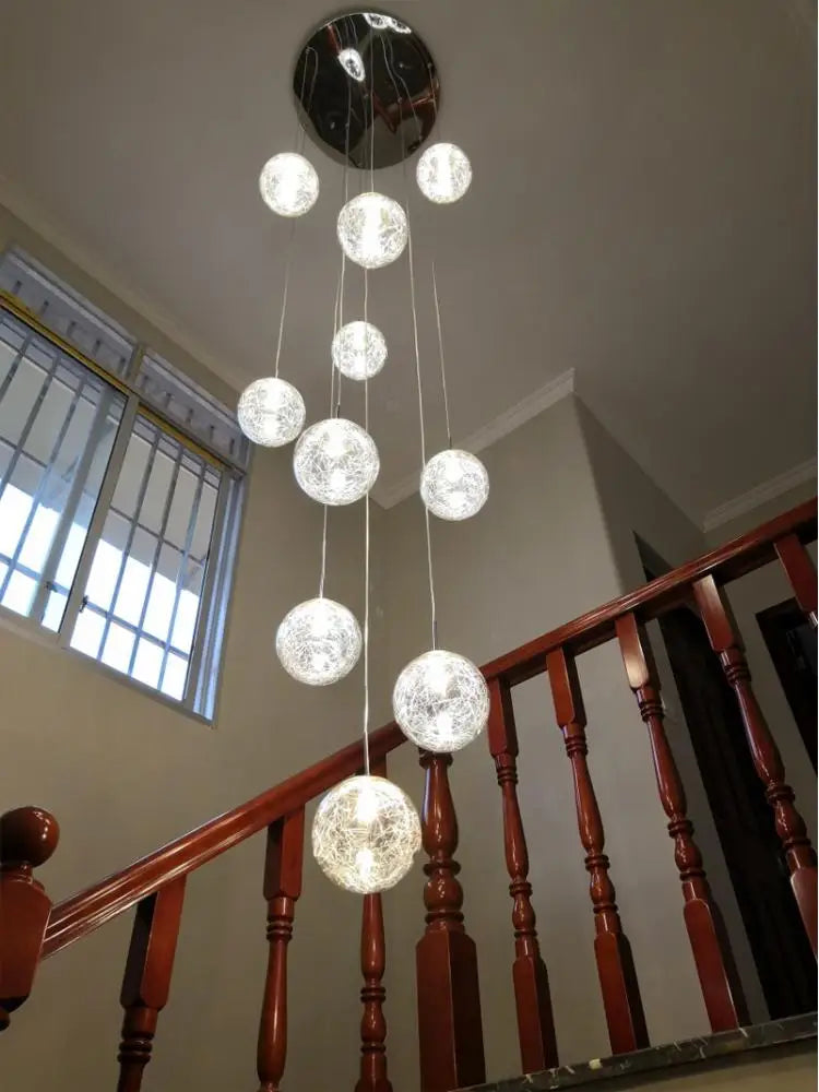 suspension boule de verre pour éclairage moderne escalier - vue 8 sur 7