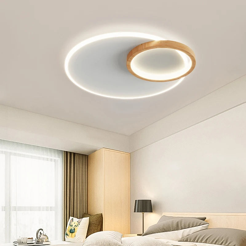 Lampes de plafond de chambre à coucher en rondins nordiques pour salon chambre à coucher décoration de la maison lumières d'éclairage intérieur LED 	 luminaires minimalistes