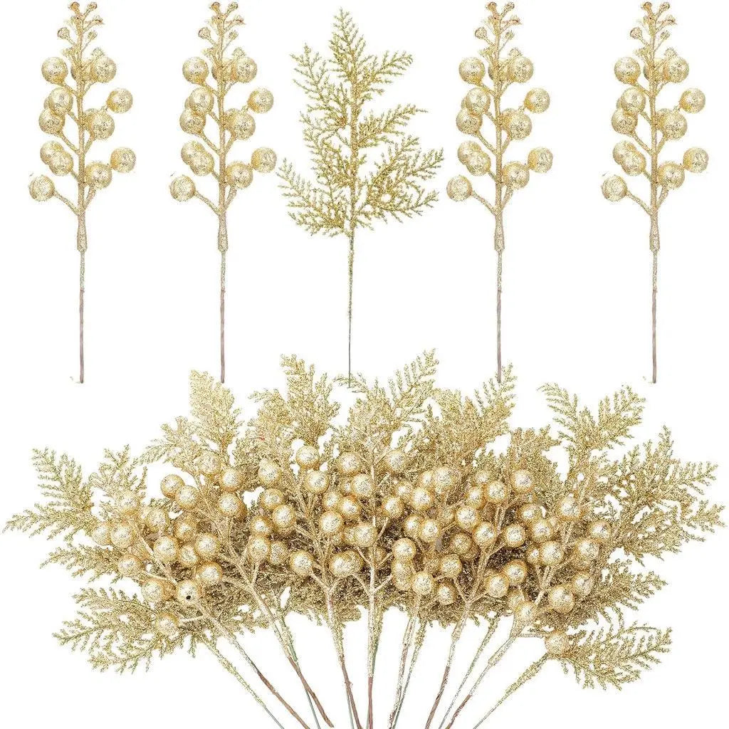 lot de 5 décorations de noël paillettes fleurs artificielles pour nouvel an 2025 - vue 13 sur 13