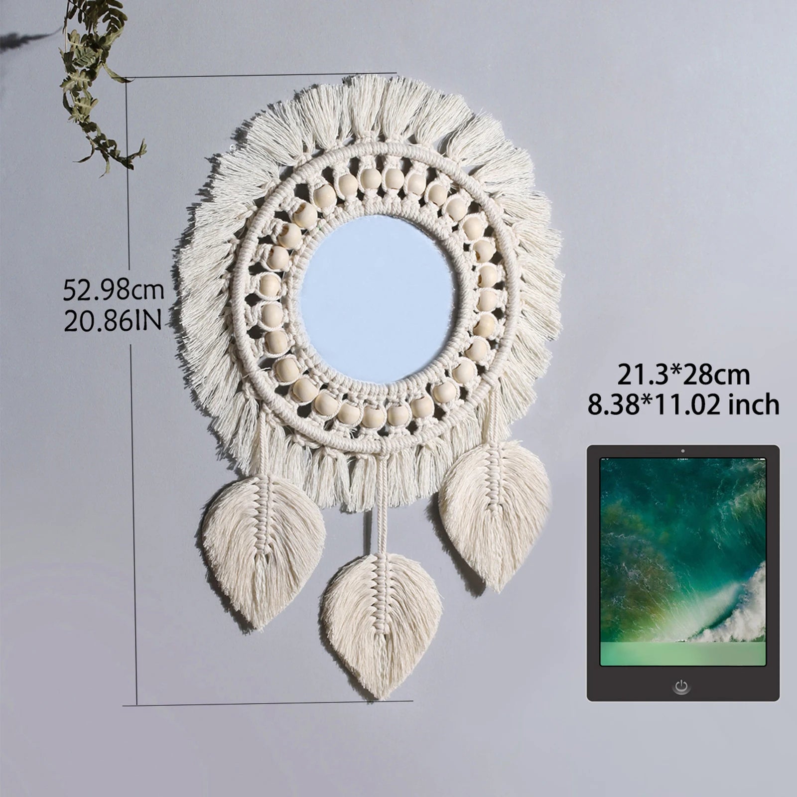 miroir décoratif boho en macramé pour décoration murale artisanale - vue 13 sur 13