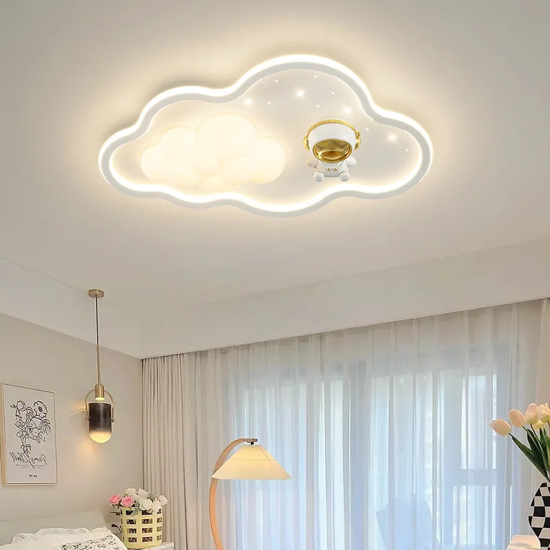 Children Light Modern Cloud Bedroom Ceiling Lamps White PE Sconces Warm Astronaut Chandelier Light for Child Baby Room Decor - vue 5 sur 12
