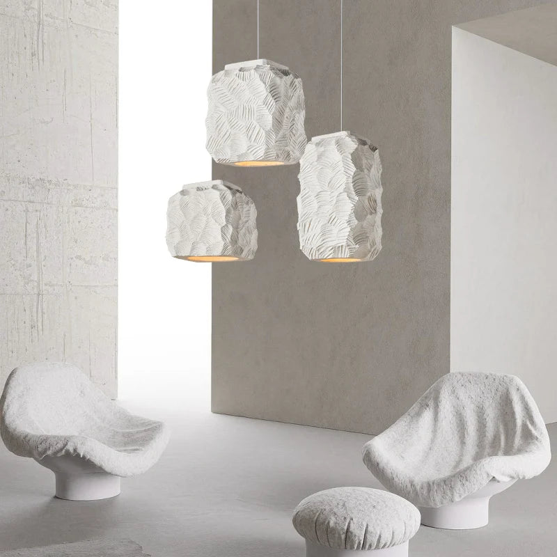 suspension Nordique fait à la main Simple en polystyrène E27 blanc décoration cuisine salon café salle à manger île - vue 3 sur 9