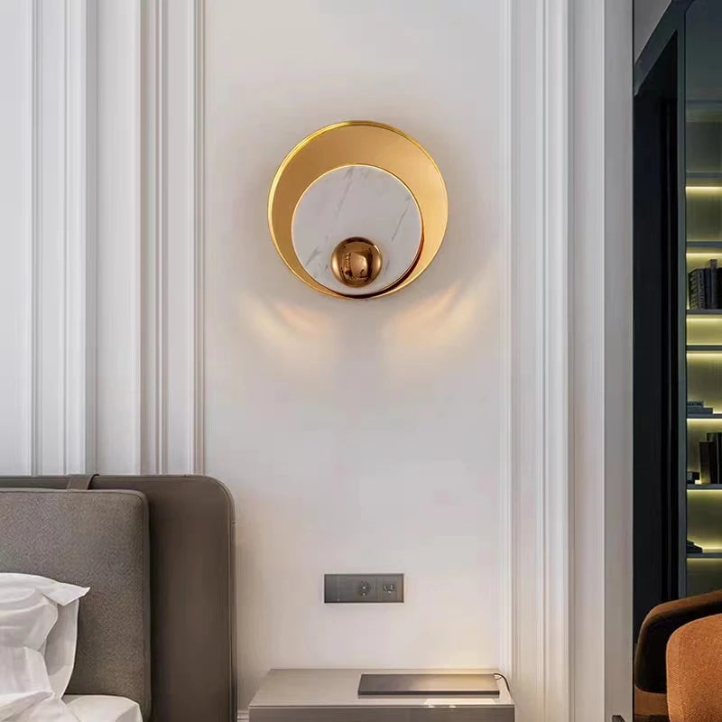 applique murale led en métal et marbre design nordique - vue 4 sur 8