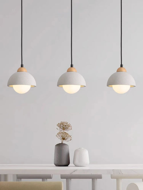 Japanese wabi-sabi style cement chandelier nordic minimalist design - vue 4 sur 8