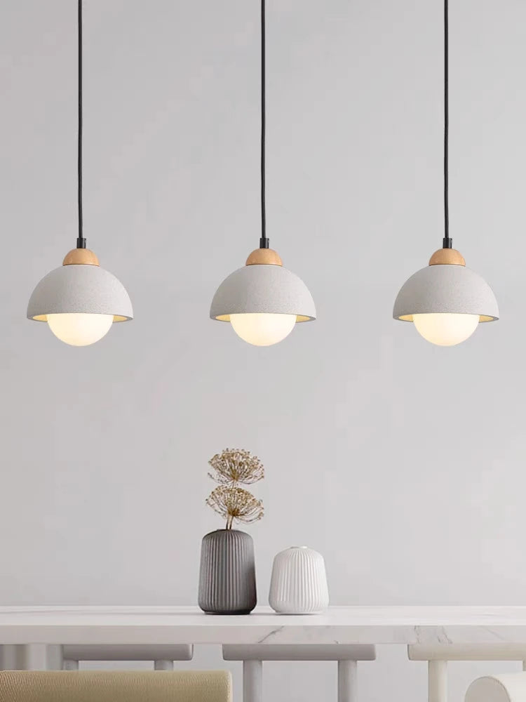 Japanese wabi-sabi style cement chandelier nordic minimalist design - vue 3 sur 8