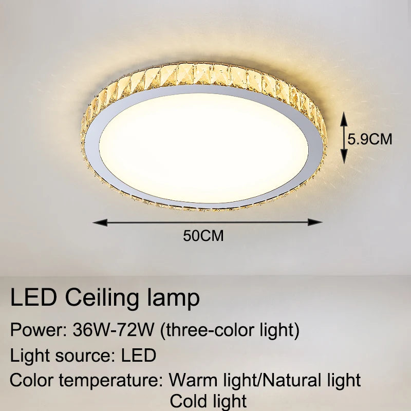 plafonnier en cristal moderne luxe éclairage rond pour intérieur - vue 12 sur 18
