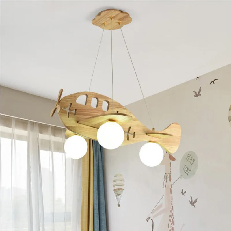 lustre moderne en bois fait à la main pour enfant - vue 2 sur 7