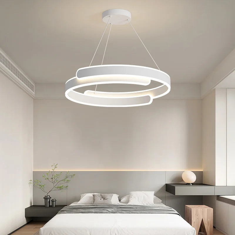 Lustre Noir Blanc Moderne LED Pour Salon Salle à manger Cuisine Éclairage Intérieur Décor À La Maison - vue 3 sur 10