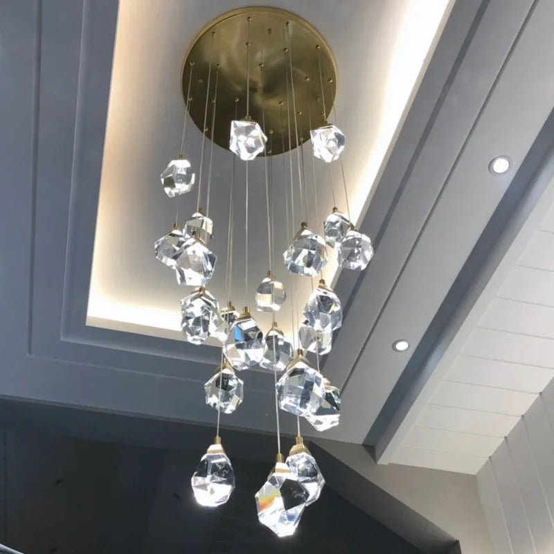 lustre en cristal moderne winfordo pour hall d'exposition - vue 7 sur 13