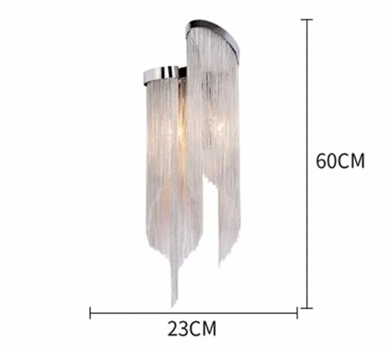 applique murale moderne élégante avec chaînes en aluminium pour décoration intérieure - vue 3 sur 5
