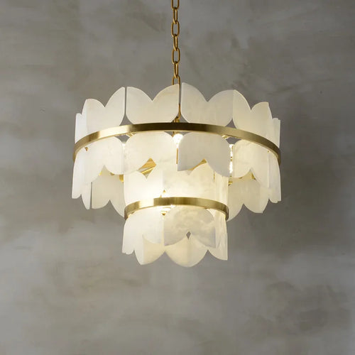 Natural marble and copper minimalist designer pendant light - vue 2 sur 9
