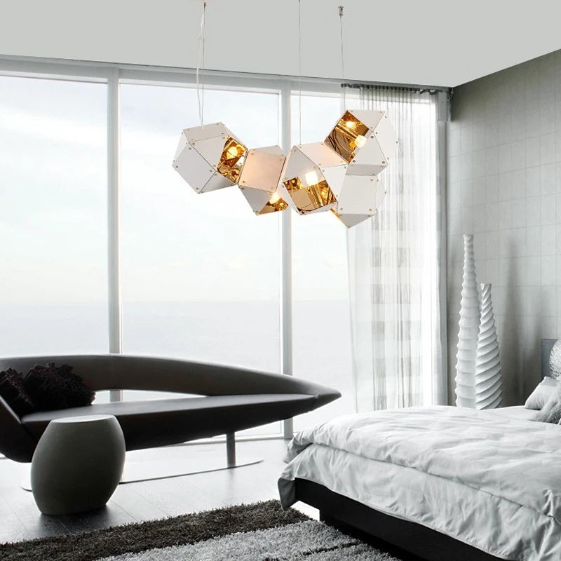 suspension led cube art déco style assorti 	 saison - vue 2 sur 28