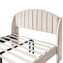 VSOGA Upholstered Bed 140*190 With Slatted Base And Headboard Teen Bed Single Bed Velvet, Beige