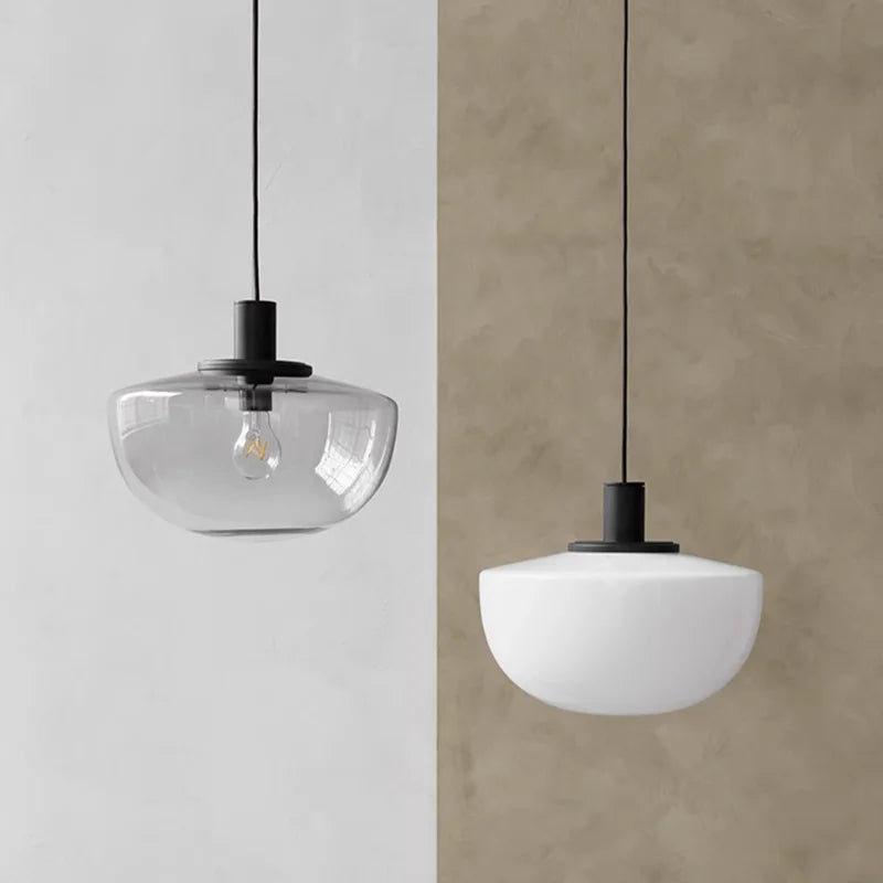 lampe minimaliste suspendue en verre adaptée pour étude et chevet - vue 4 sur 12