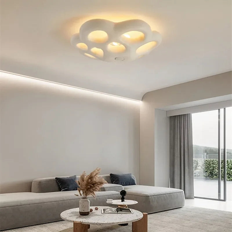 Nordic Minimalist Petal Wabi-Sabi LED Bedroom Ceiling Lamps Chandelier Living Dining Study Room Home Decor Ceiling Light Fixture - vue 5 sur 7