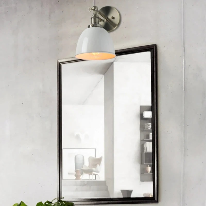 Iron wall lamp, Edison antique wall lamp, semi-circular corridor, staircase, living room, bedroom LED light, black and white - vue 3 sur 7
