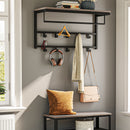 Wall Mounted Coat Rack with Shelf, Wall Shelf with 10 Hooks and Rods, Wall Mounted Hanging Shelf for Hallway Living Room