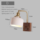 Minimalist Japanese wall light in wood and vintage glass