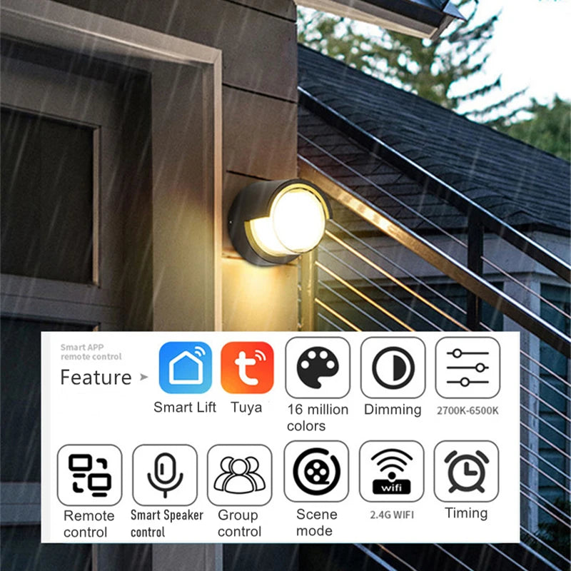 applique murale led extérieure intelligente double abat-jour en acrylique - vue 5 sur 10