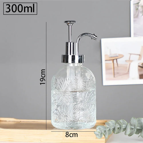 distributeur de savon en verre transparent rechargeable pour gel douche - vue 11 sur 17