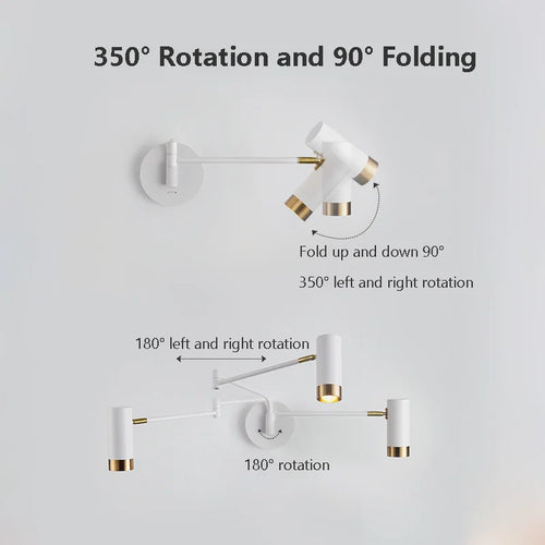 applique murale pliante moderne avec éclairage led pivotant