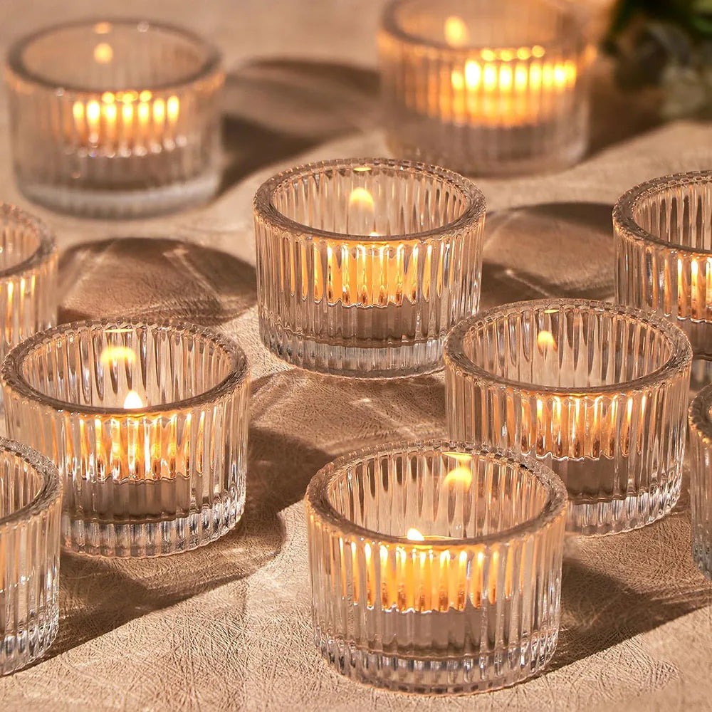 Tealight Gold Candle Holders,Votive Tea Light Candle Holder Glass for Centerpieces Wedding Table Decor,Party Supplies,Home Decor - vue 6 sur 9