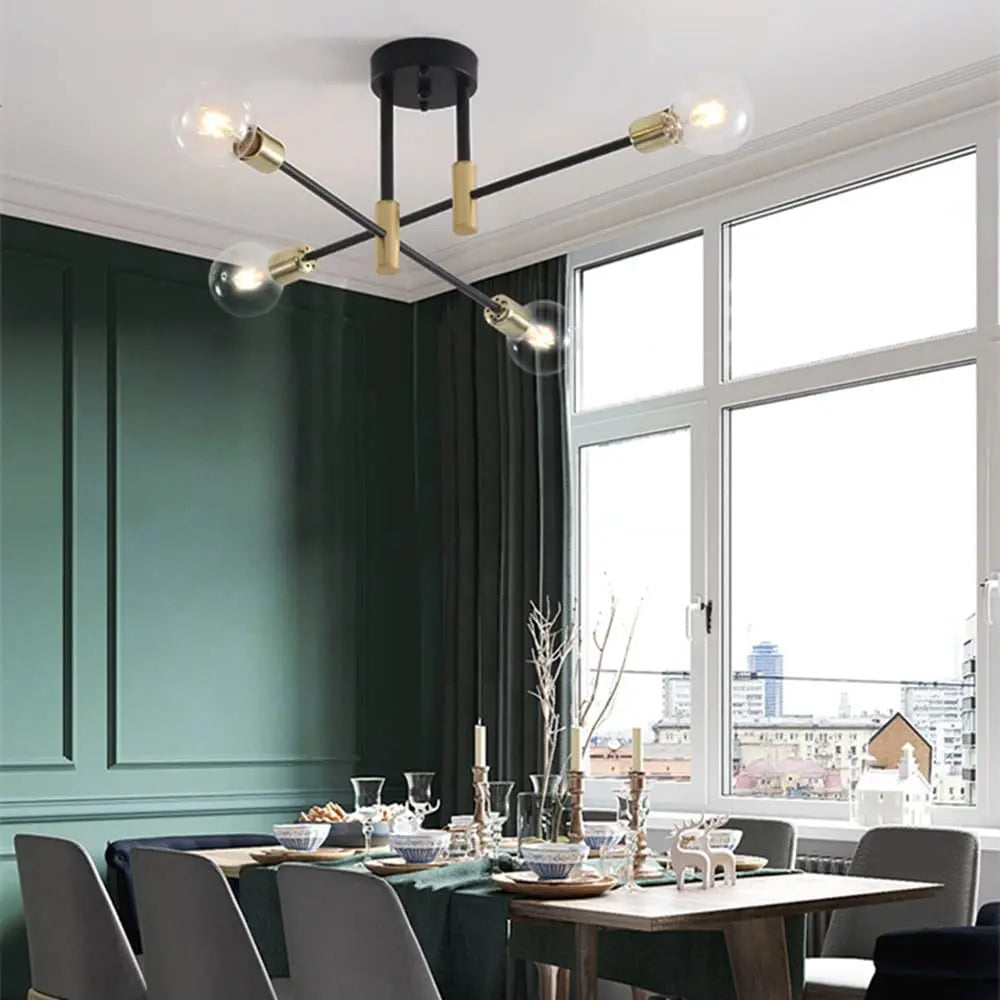 lustre rétro led en fer forgé décoration moderne luminaire - vue 5 sur 19
