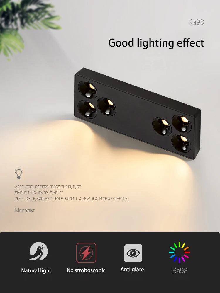 Brgt surface-mounted aluminium cob LED spotlight for modern interiors - vue 5 sur 8