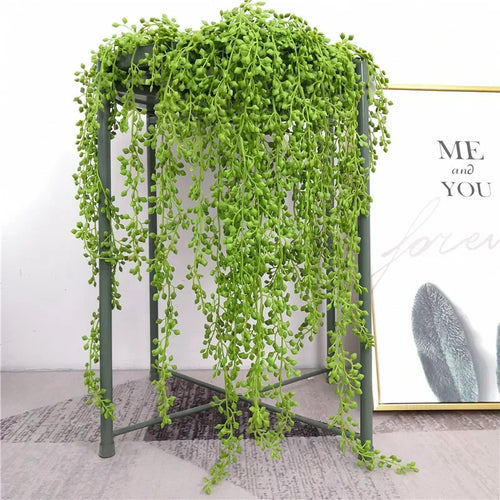 plantes succulentes artificielles décoratives en rotin pour jardin suspendu - vue 5 sur 8