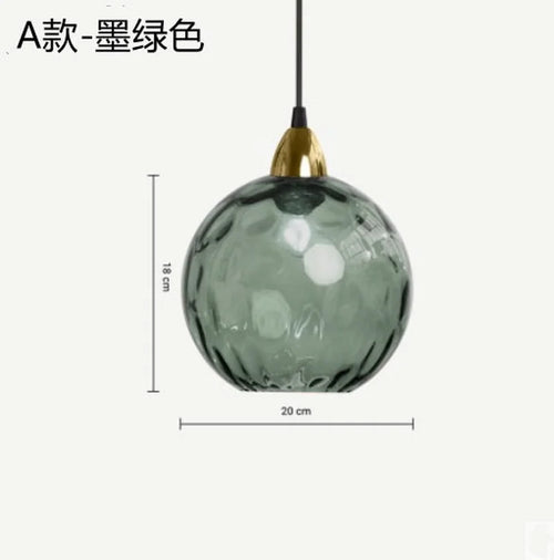 Lustre boule de verre coloré nordique lampes suspendues moderne Grain d'eau Restaurant cuisine luminaire suspendu chambre lampe de chevet - vue 14 sur 29