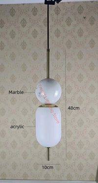 suspension LED en boule de marbre naturel acrylique réglable 	 style