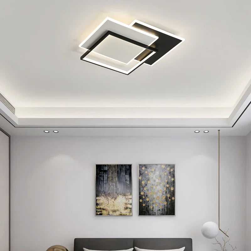 lustre moderne dimmable design intérieur lumineux rectangle décoratif - vue 6 sur 11