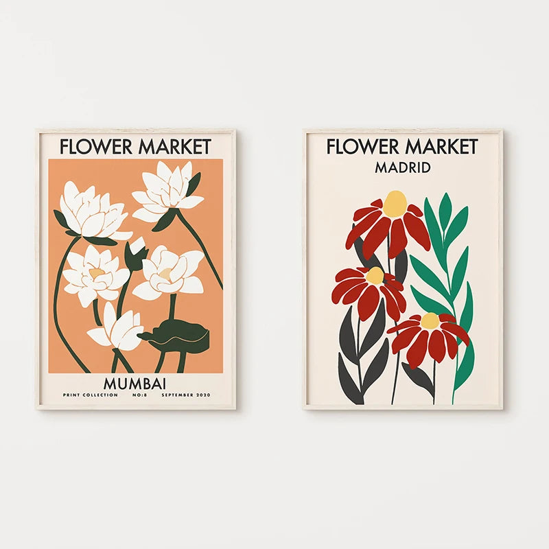 affiche de fleurs abstraction art nordique décoration murale moderne