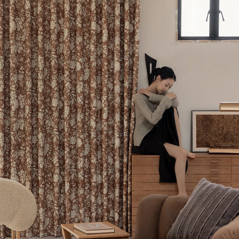 Rideau occultant floral élégant pour chambre salon intérieur