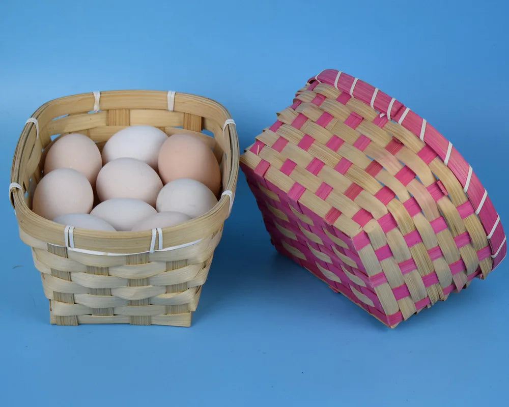 panier en bambou tressé pour œufs pain fruits et pique-nique - vue 5 sur 6